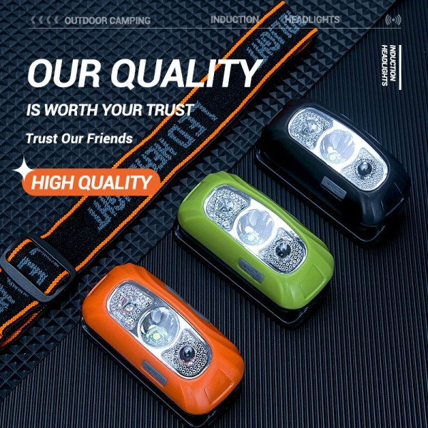 Mini Genopladelig Kraftfuld Sensor Pandelygte Fiskeri Camping USB Pande Lommelygte