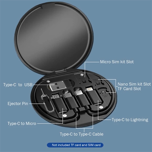 60W Type-C To USB C To Micro USB To Lighting Rask Lading Adapter Kit