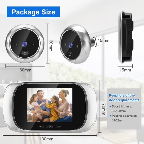 2,8 tum LCD Digital Titthål Dörrklocka 90 Degree Dörr Ögon Dörr Viewer Kamera Natt Vision Foto Dörr Ring Monitor