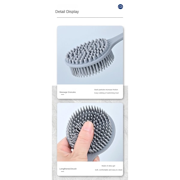 Dobbeltsidig Silikon Rygg Skrubber Langt håndtak langt håndtak kropp badekar børste