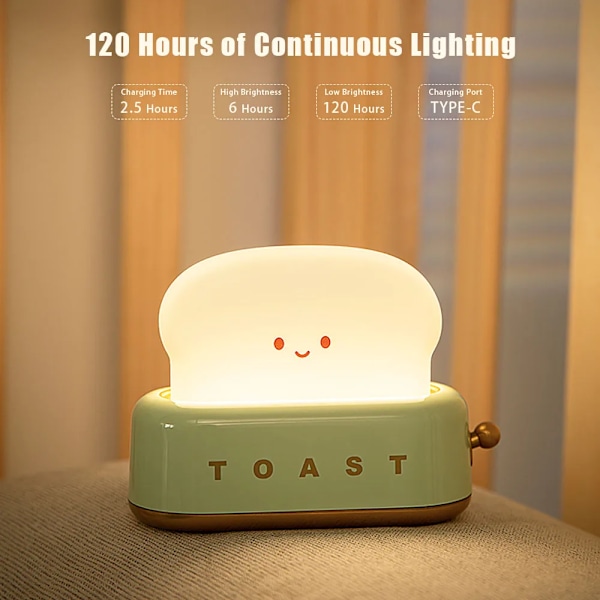 Söt Hem Inredning Kawaii Bröd Bord Lampor Natt Amning Portabel Lätt med Timer