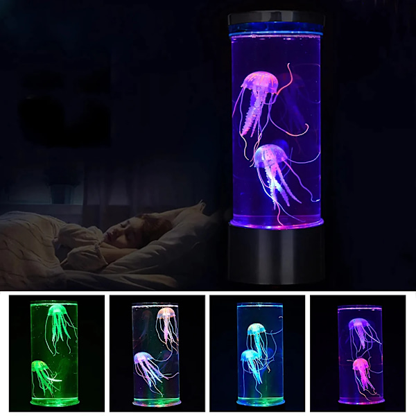 Färg Ändras Maneter Lampa Usb/Batteri Drift Bord Natt Ljus Barn'S Gåva Hem Sovrum Inredning