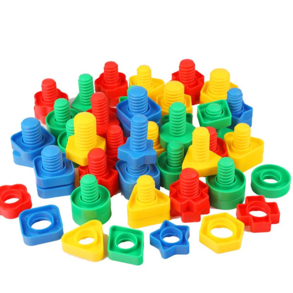 5 sett skrue byggeblokker mutter form match puslespill leker