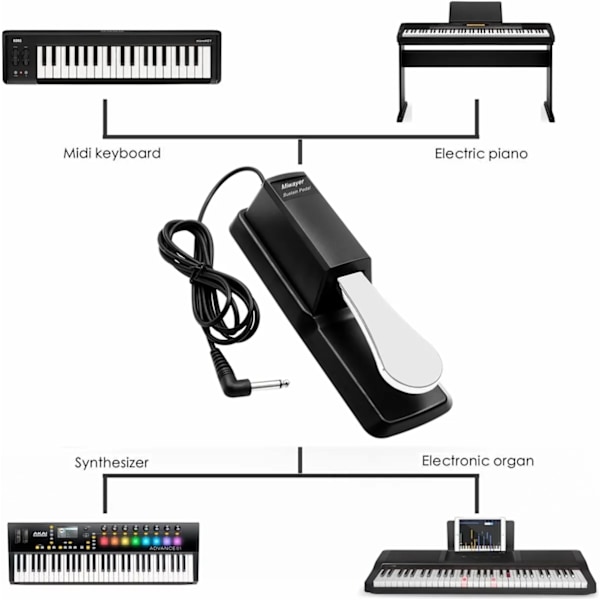 Sustain pedal med polaritet omkopplare för MIDI keyboard synth digitala pianon elektroniskt trumma elektriskt piano