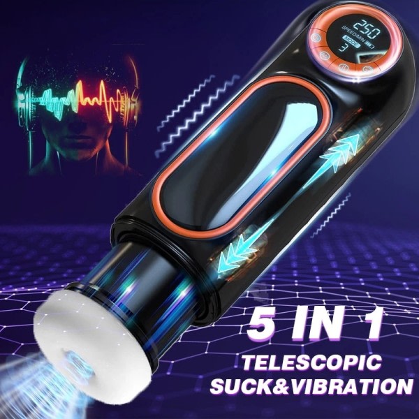 Automatisk teleskopisk sugende hankøn vibration blowjob onani udstyr maskine sex legetøj