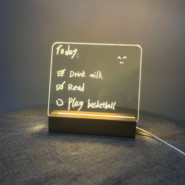 Akryl luminous diy note board sletbar besked board memo påmindelse kreativ lille kalender
