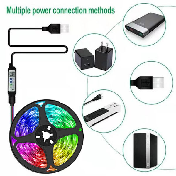 Hög kvalitet LED Strip Ljus RGB APP Kontroll Färgskiftande Ljus med 24 tangenter Fjärrkontroll Läge för Rumsdekoration Bluetooth RGB