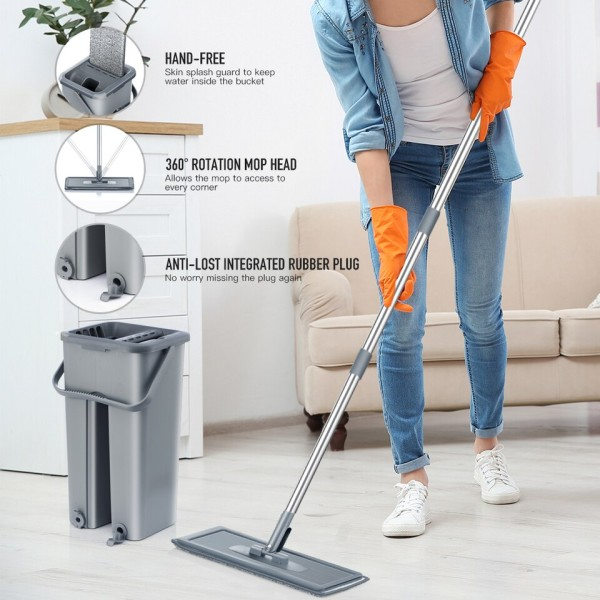 Hand Free Flat Mopi Ja ämpäri Ammattimaisille Kodin lattia siivousjärjestelmä
