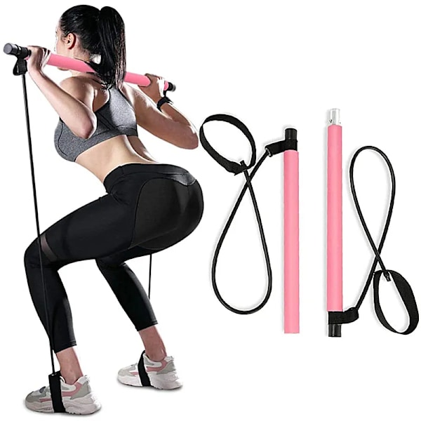 Bärbar Yoga Pilates Bar Stick med Motstånd Band Hem Gym Muskel Toning Bar Fitness Stretching