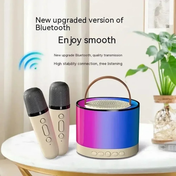K52 Trådløs Bluetooth Høyttaler Multifunksjon med 2 mikrofon RGB bærbar musikk spiller karaoke maskin