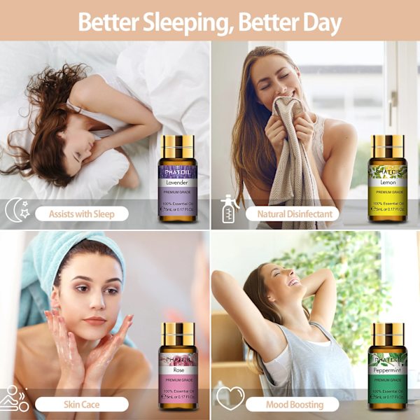 Rena Eterinella Oljor 15 bitar Gåva Set Naturlig Växt Aroma Eterisk Olja Diffuser Eukalyptus Vanilj Mynta Lavendel Ros Te Träd Olja