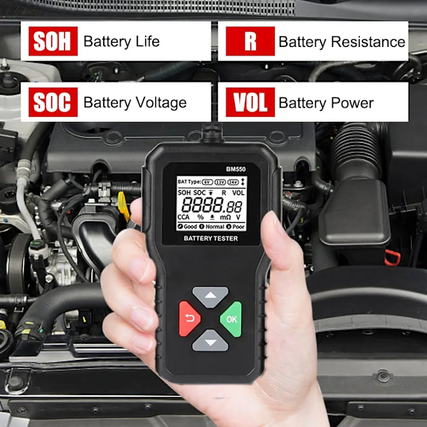 Batteri System Detect 100-2000 CCA Bil Batteri Værktøj 6V 12V 24V Bil Batteri Tester