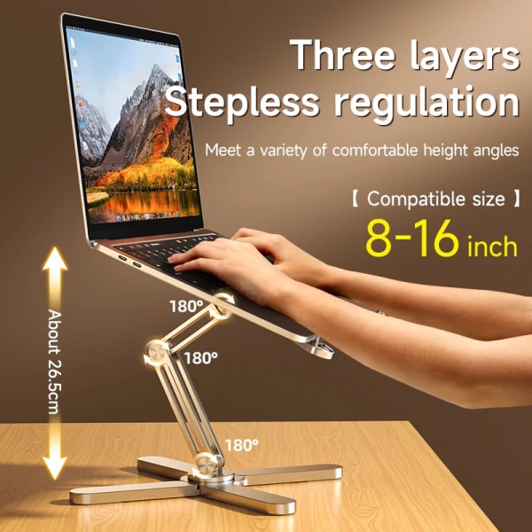 Bedste kvalitet Foldbar Bærbar Stativ 360°Rotation Notebook Bord Aluminium Legering Holder Bærbar Bog Tablet Bracket med varme afledning