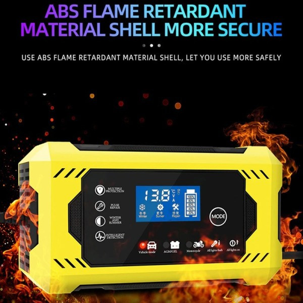Iso näyttö auto akku laturi 6A 12V auto ja moottoripyörä akku lataus laite lyijyhappo akku