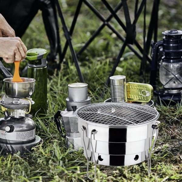 Bærbar Udendørs BBQ Grill Foldning Split Rustfrit Stål Brand Grill Madlavning Forsyning