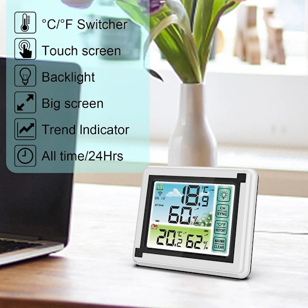 Digital termometer väder station inomhus utomhus trådlös temperatur fuktighet mätare sensor väder hygrometer termometer