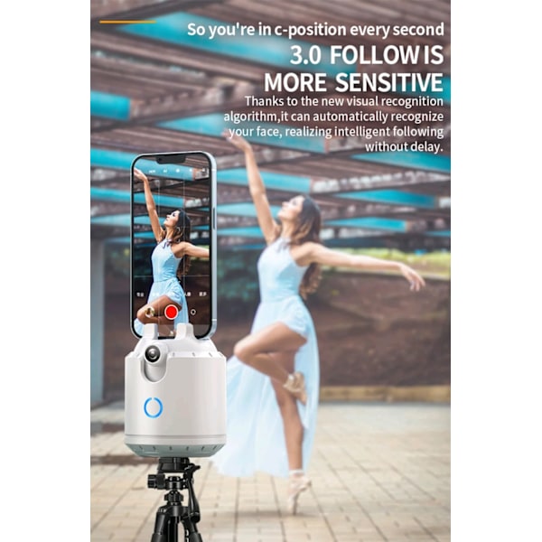 Auto Ansiktsspårning Telefon selfie stick Smart 360°rotationshållare AI Uppföljning video Vlogg Live Gimbal Stabilizer Stativ för mobil