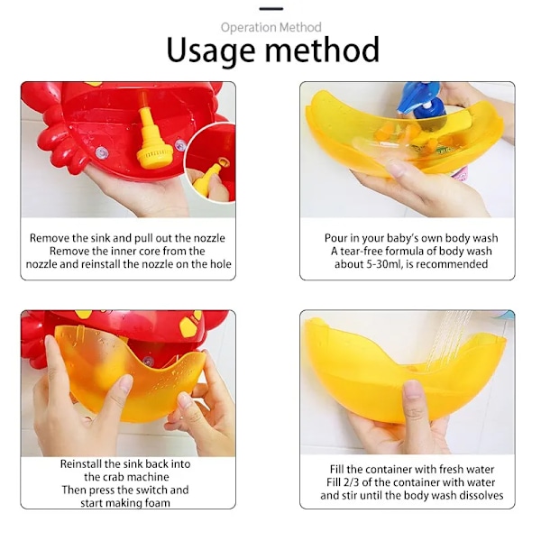 Crabs Bubble Machine Elektrisk Musik Automatisk Tvålmakare Rolig Badkar Leka Vatten Spel Baby Bad leksak