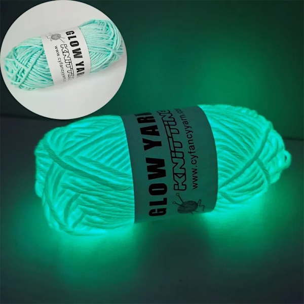 Nyeste funksjonelt lysende garn glød i mørket polyester chunky garn 53m langt strikke ull garn