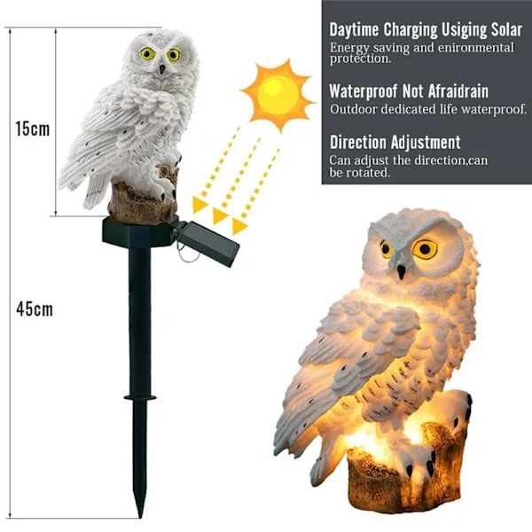 2 stykker Solar Lampe Ugle Dyr Solar Have Lys Solar Powered Solar Led Light Udendørs Have Dekoration Lampe Vandproof Solar Lights