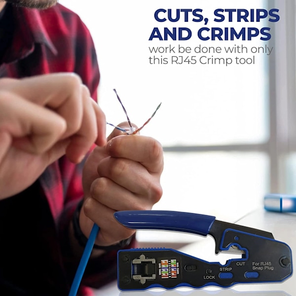 RJ45 Crimp Verktøy Pass Through Crimper Cutter