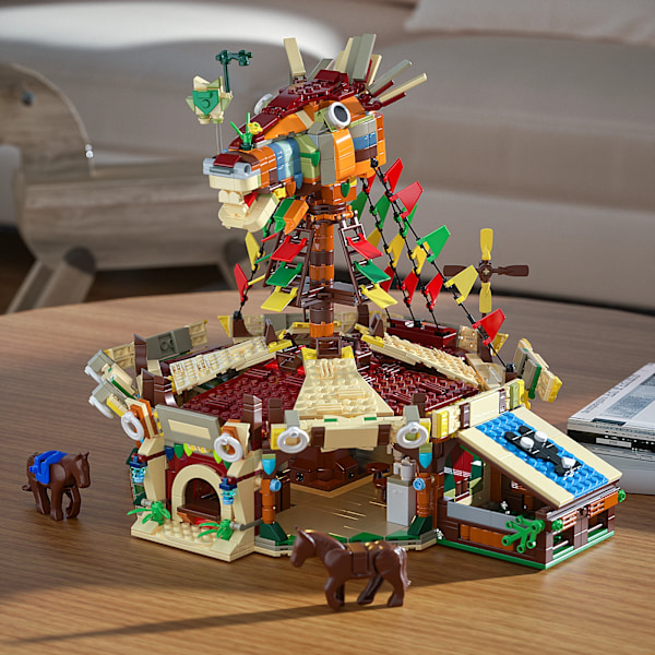 Breath Of The Wild Hest Head Station Byggnadsblock Set För Zeldaed Tryckta tegelstenar leksaker