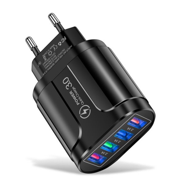 3.1A 4 porte USB rejse oplader hurtig opladning QC 3.0 væg opladning