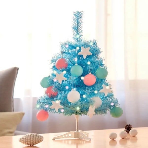 Jul Tree Skrivbord Xmas Opereras med LED String Lights Star Treetop Jul Kort Ornament
