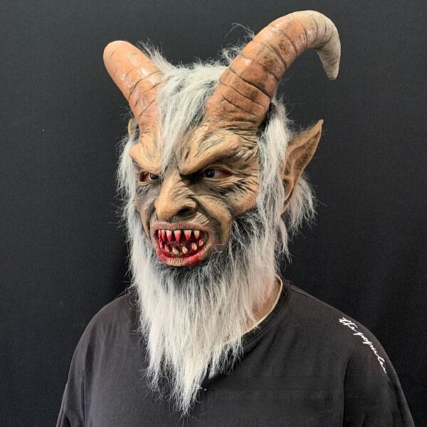 Halloween Frygtelig Horn Maske Lucifer Masker Devil Movie Cosplay Latex Maske