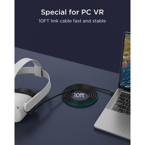 USB C Link Cable For Oculus Quest 2 VR Headset USB 3.0 To C PC Game Cable Rask og stabil