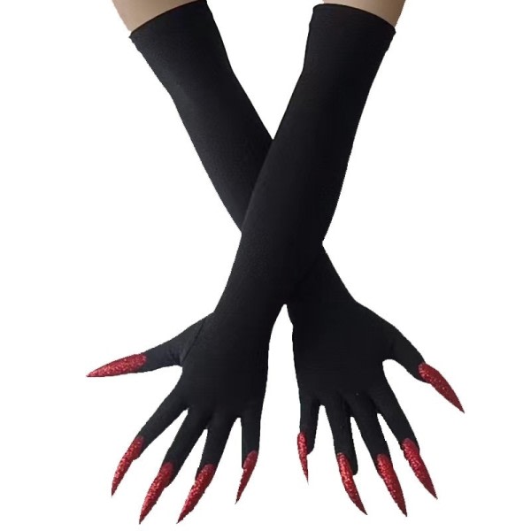 Halloween handsker lange spøgelse klo kjole opklædning handsker fashionable røde lange negle Cosplay