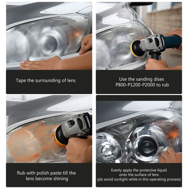 Bil Forlygte Restaurering Kit Brightener Pandelampe Ridde Reparation Væske Paste Lys Lens Polermaskine
