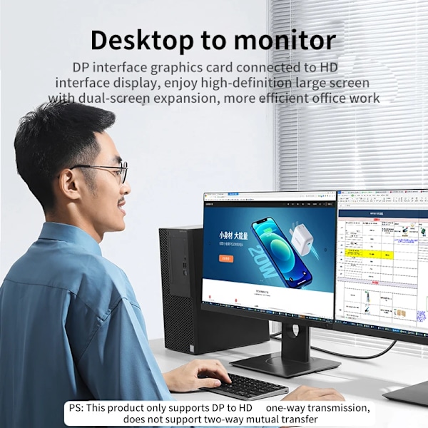 4K 2K DisplayPort til HDMI-kompatibel Video Audio Konverter Adapter
