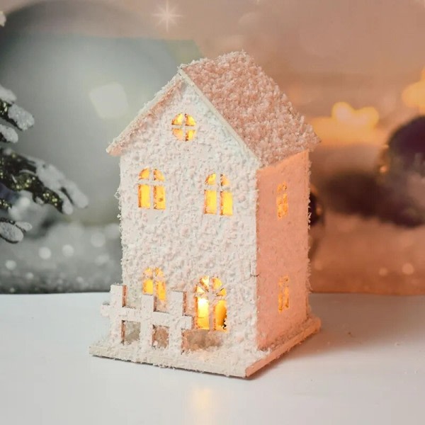 Jul Led Lys Tre Hus med Snøfnugg Luminous Hytte Jule pynt e8cc | Fyndiq