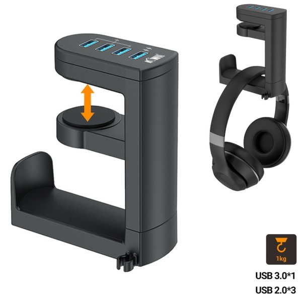 Hodetelefon brakett Svivel Montert PC Gaming Headset Stativ Holder Under Skrivebord Hook Hook Øretelefoner Display Stativ