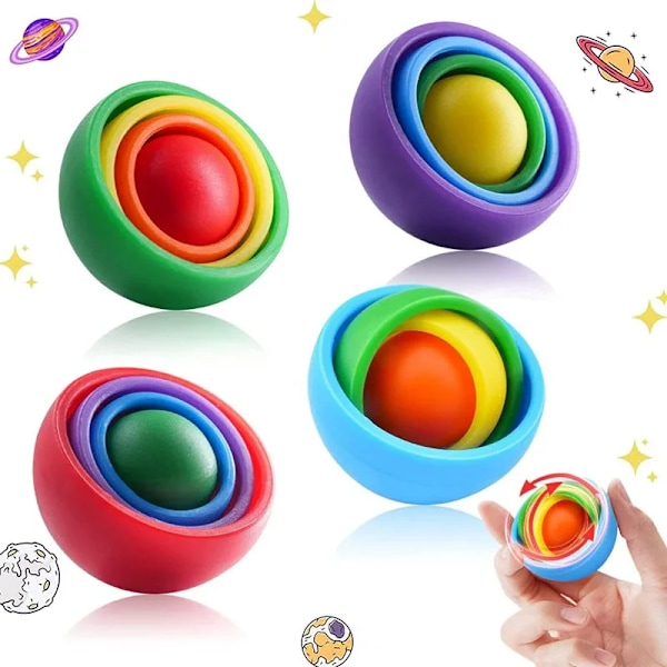 Tilfeldig 3 stykker 3D Rotasjon Ball Fidget Gyro Sensory Leker Hånd Fidget Spinner