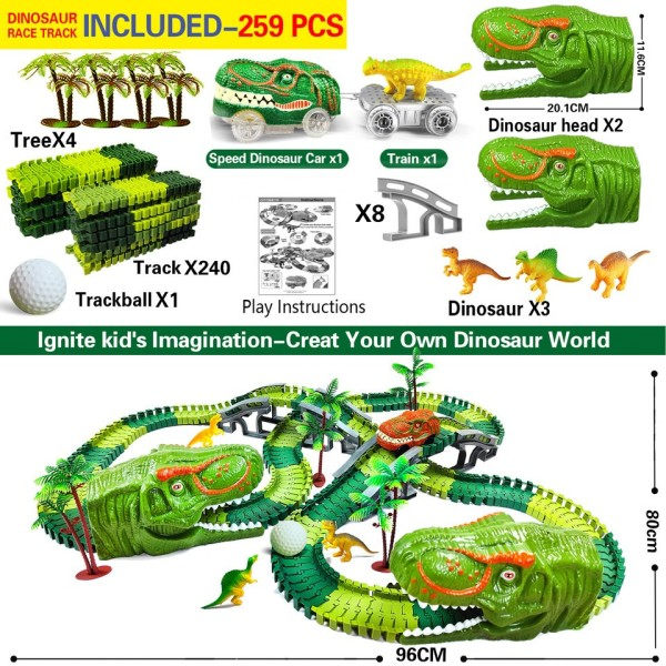 Magic Rata Dinosaur Rautatie Lelu Auto Rata Kilpa lelu setti opetus Bend joustava kilpa rata LED valo juna lelut lapsille