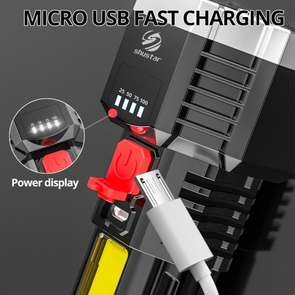 High Power LED Lommelygter Cob Side Light  Letvægts Udendørs Belysning ABS Materiale Lommelygter