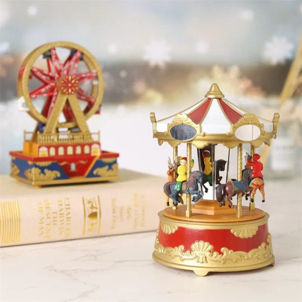 Karusell musikk boks med LED lys gave for jenter barn jul bursdag
