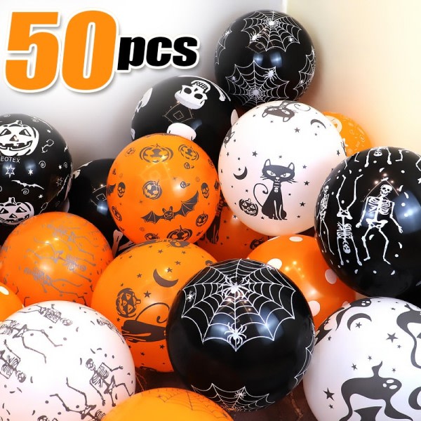 50 ballonger 12 tommer halloween ballonger kreativ gresskar edderkopp latex oppblåsbar ballong leker