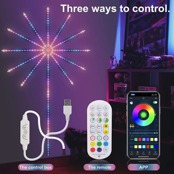Smart LED Ljus Strip Gör-det-själv Fyrverkeri Fjärrkontroll Bluetooth Festoon Lampa Hem Inomhus Sovrum Fest Bar