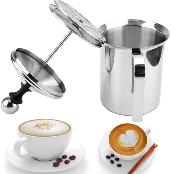 Manuell melk skummer melk skum netting kaffe skummer rustfritt stål dobbel netting melk krem