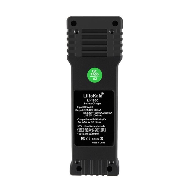LiitoKala Lii-100C 21700 Batteri lader For 18650 18350 26650 16340 RCR123 14500 3.7V 1.2V Ni-MH Ni-Cd 2A USB smart lading