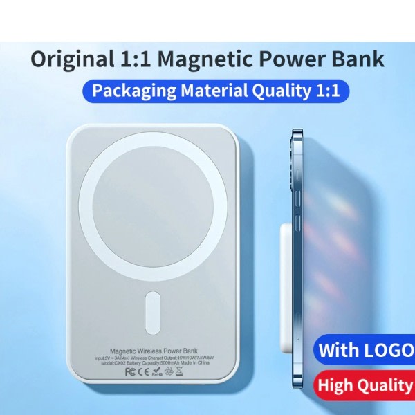 5000mAh Original 1:1 Macsafe Power Bank Portable Magnetic Trådløs Oplader For iPhone12 13 14 Pro Max
