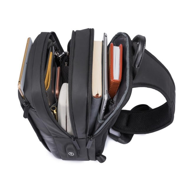 Multifunktion Crossbody Bryst Taske  Mænd USB Opladning Pakke Kort Tur Messengers Taske