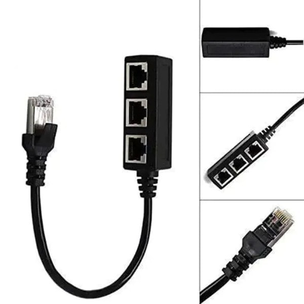 RJ45 Ethernet Splitter kabel 1 Han til 3 hun LAN Ethernet Splitter til Cat5 Cat6 LAN Ethernet Socket Connector