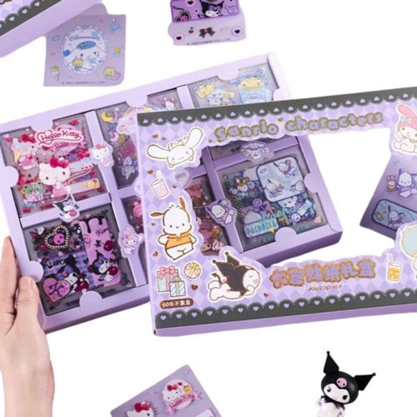 Sanrio Klistermerke Kawaii Hello Kitty Kuromi Cinnamoroll Melodi Hånd Konto Materiale Dekorasjon Gjør-det-selv klistremerker