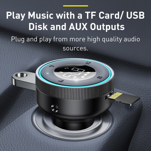 FM Sender Modulator Bil Trådløs Bluetooth 5.0 USB Rask lader Auto Aux Radio Mp3 spiller
