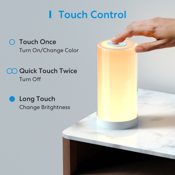 Älykäs pöytä lamppu RGB LED Wi-Fi yö lamppu 6W kosketus anturi himmennettävä vuode valo tuki Alexa Google Assistant