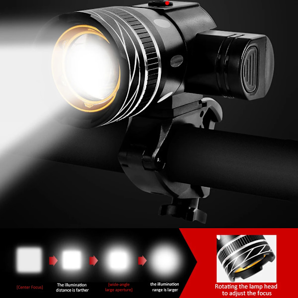 LED sykkel front lys 2400mAh USB oppladbart MTB sykkel frontlykt